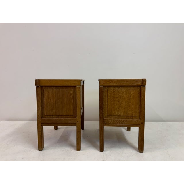 Brutalist Bedside Tables in Oak, 1970s, Set of 2 For Sale - Image 6 of 18