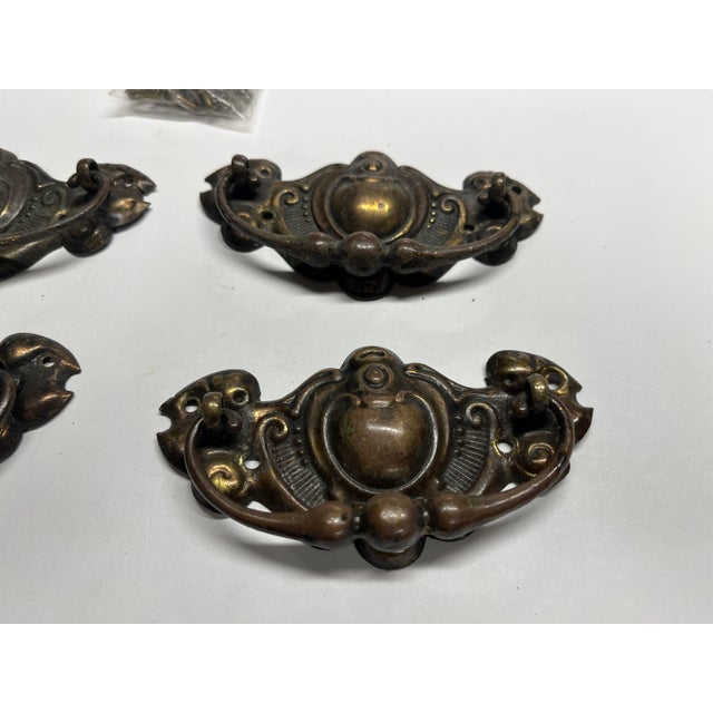 Antique French Drawer Pulls Set/4 For Sale - Image 4 of 4