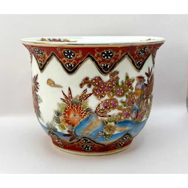 1970s Chinoiserie Planter With Birds, Flowers and Bamboo For Sale - Image 4 of 7