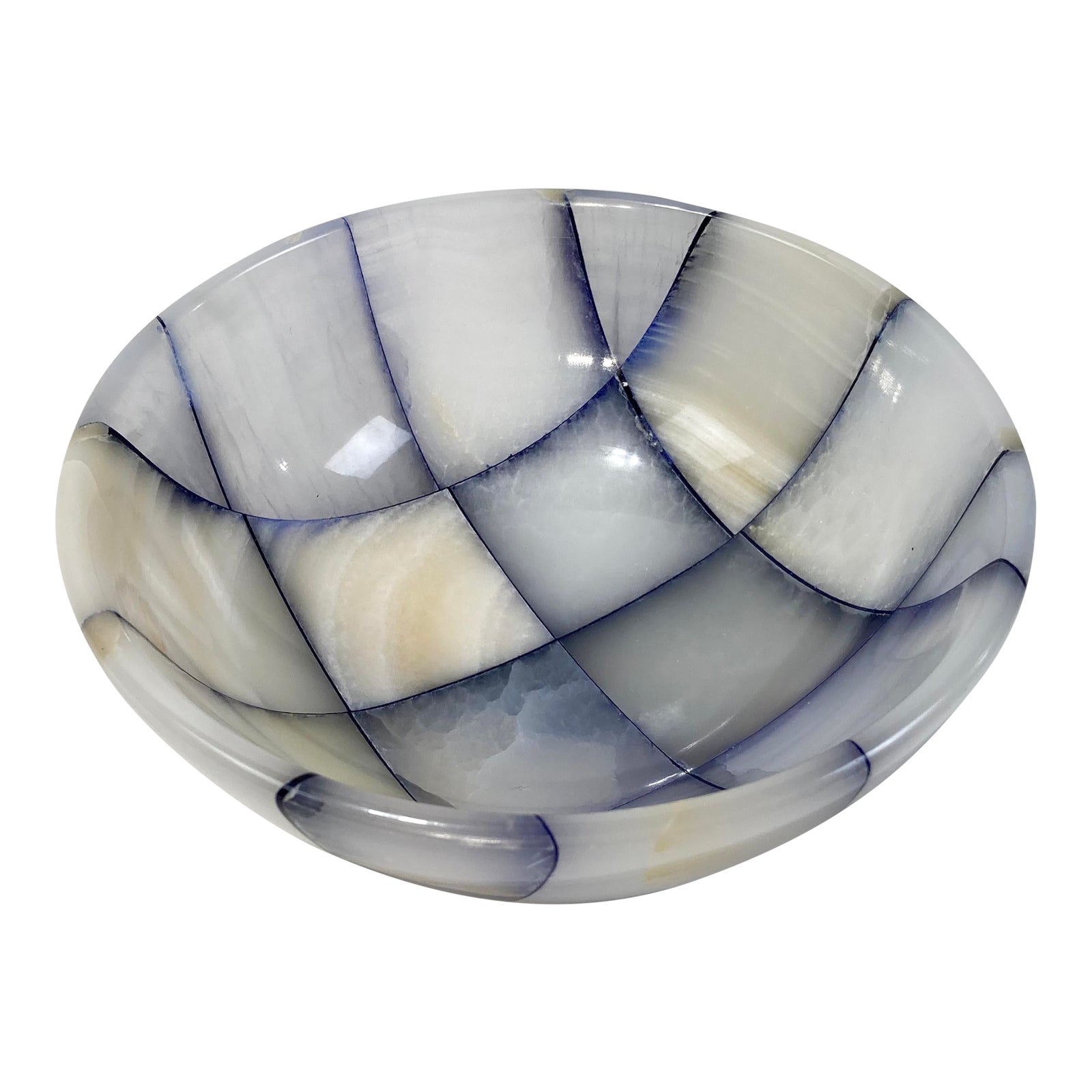 Vintage Checkered Stone Catchall Bowl | Chairish