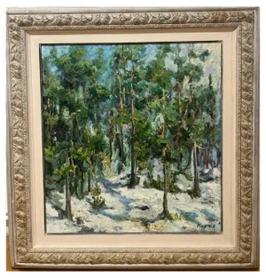 Georgij Moroz, Pines in the Snow, 2000, Oil Painting, Framed