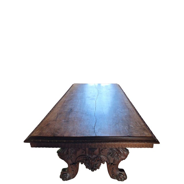 Antique Renaissance Revival Carved Walnut Refectory Table, 1850 For Sale - Image 4 of 18