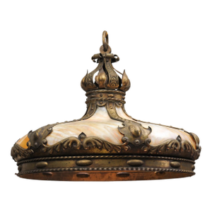Victorian Leaded Glass & Bronze Chandelier, Early 20th C. American