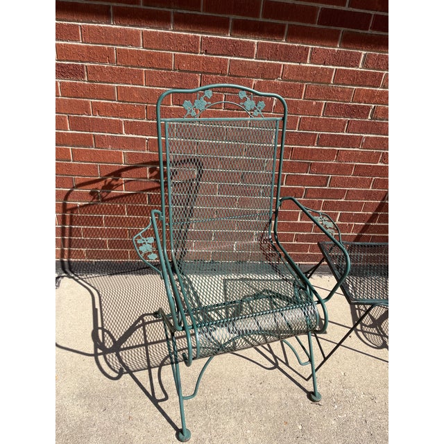 1990s 1990s Woodard Style Spring Rocker Bounce Chairs with Wrought Iron Side Table, 3 Pieces For Sale - Image 5 of 9