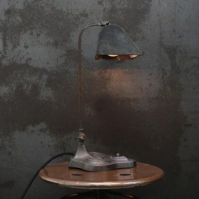 Art Deco French Brass Table Desk Light Banker Lamp For Sale - Image 3 of 10