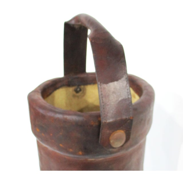 Animal Skin British Leather Fire Bucket Umbrella Cane Holder For Sale - Image 7 of 12