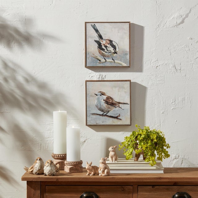 Modern Framed Bird Canvas Block (Set of 2) For Sale - Image 3 of 5