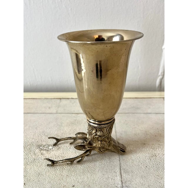 Gucci Italy Silver Plate Stirrup Cup with Elk Head For Sale In Los Angeles - Image 6 of 13