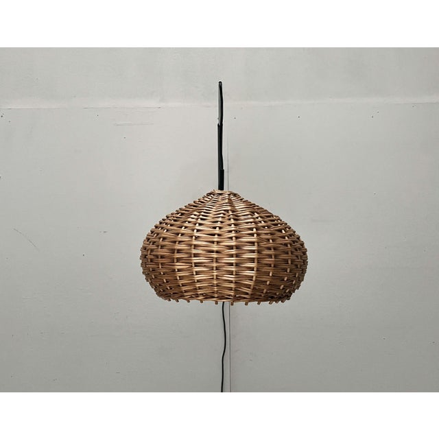 Mid-Century Modern Danish Extendable Cantilever Wall Lamp with Wicker Shade, 1960s For Sale - Image 4 of 18