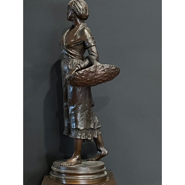 19th C. Ernest Guilbert Bronze "Paysanne Au Panier" Siot-Decauville 28" For Sale - Image 15 of 16