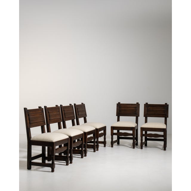 1970s Set of Six Oak Brutalist Dining Chairs For Sale - Image 10 of 15