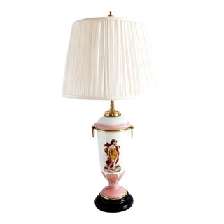 Antique Victorian Late 19th Century Hinks & Sons Opaline Glass Table Lamp For Sale