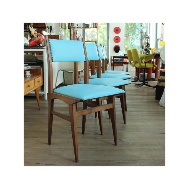 Blue Skai Chairs, 1960, Set of 4 For Sale - Image 13 of 16