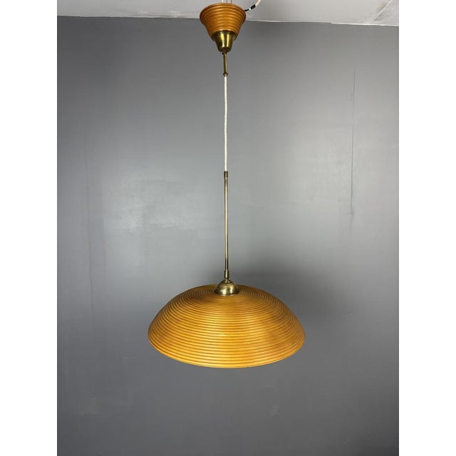 1970s Mid-Century Modern Rattan Bamboo Pendant Lamps, 1970s, Set of 3 For Sale - Image 5 of 16