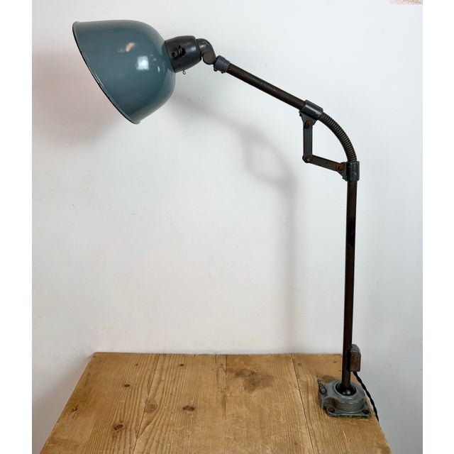 Industrial Grey Enamel Workshop Table Lamp from Siemens, 1950s For Sale - Image 11 of 18