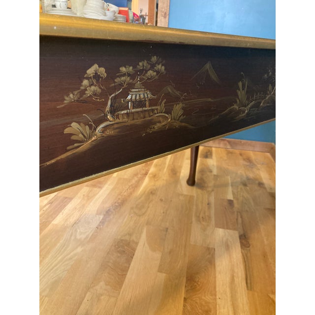 Vintage Gilt Chinoiserie Campaign Desk & Chair Set of 2 by Union National Furniture For Sale - Image 9 of 18