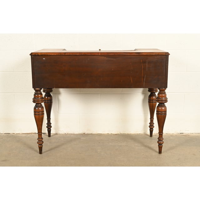 Grand Rapids Chair Co. Antique Victorian Carved Walnut Slant Front Writing Desk, Circa 1930s For Sale - Image 14 of 15