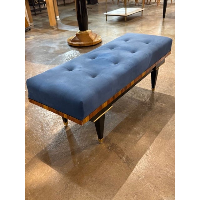 The French Art Deco Style Walnut and Black Lacquer Bench is a luxurious and stylish addition to any home. With it's Art...