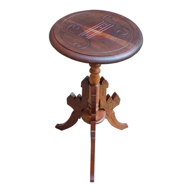 Antique Walnut Victorian Eastlake Occasional Table Gothic Plant Stand Bust Stand For Sale