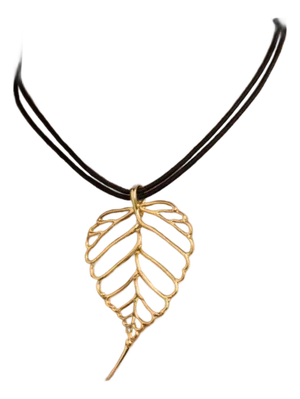 Vintage Angela Cummings 18k Gold Leaf Pendant Necklace