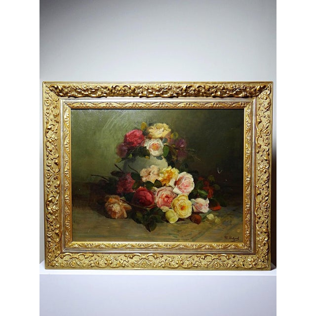Bouquet of Roses, 1890-1910, Oil on Canvas, Framed For Sale - Image 3 of 15