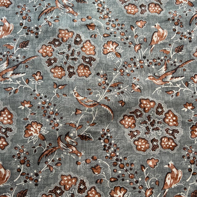 Suzanne Tucker Amara Grey and Copper Linen Fabric - 7 Yards. linen cotton blend