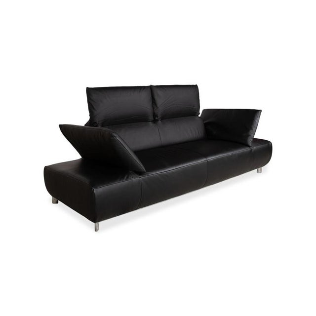 Leather Three-Seater Black Manual Function Sofa by Koinor Volare For Sale - Image 5 of 15