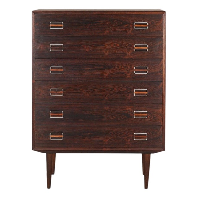1960s Danish Six Drawer Highboy Dresser in Brazilian Rosewood For Sale