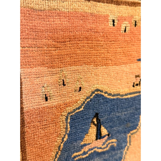 Folk Art Vintage Framed Grenfell Newfoundland and Labrador Map Hooked Mat c.1936 For Sale - Image 3 of 9