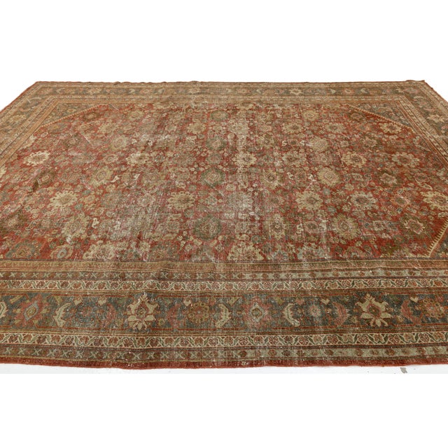 Antique Mahal Wool Rug With Terracotta & Earthy Distressed Patina For Sale - Image 10 of 11