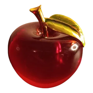 1980s Handcrafted Red Apple Shaped Decorative Art Glass Paperweight
