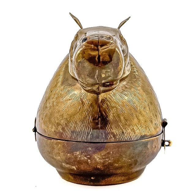 Mid-Century Modern Mid 20th Century Brass Figural Hippopotamus Box by Woco For Sale - Image 3 of 12