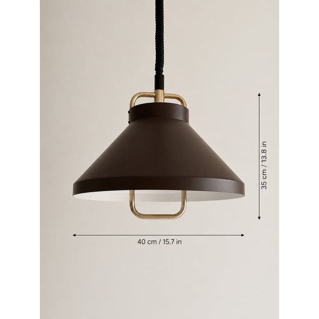 Brown Rise-and-Fall Tarok Pendant Lamp by Jo Hammerborg for Fog & Mørup, 1970s For Sale - Image 8 of 12