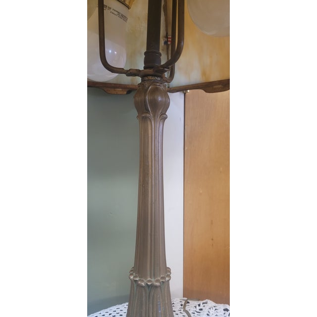 Antique Slag Glass Table Lamp For Sale - Image 10 of 11