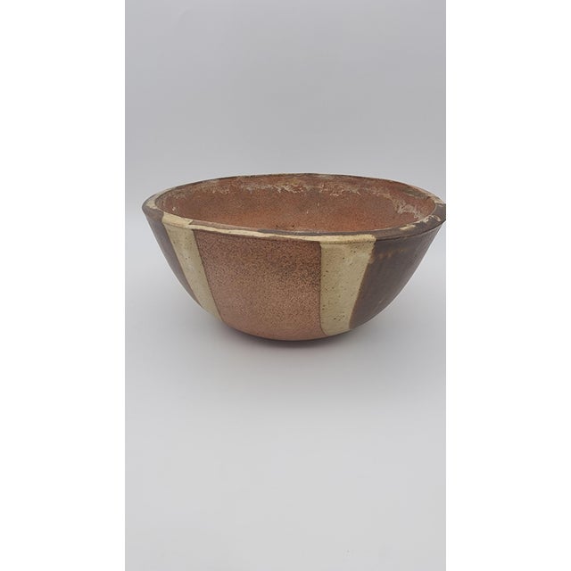 Brown Vintage Studio Pottery Creasey Style Drip Glaze Bowl For Sale - Image 8 of 11