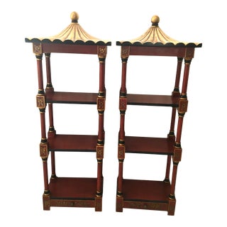 Late 20th Century Vintage Chinoiserie Pagoda Wall Shelves - a Pair For Sale