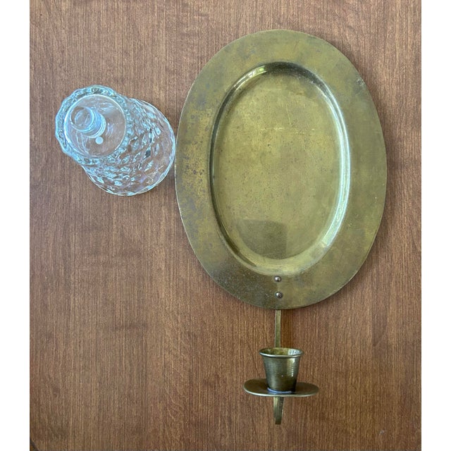 Traditional Mid Century Brass Candle Sconce With Glass Votive Holder For Sale - Image 3 of 3