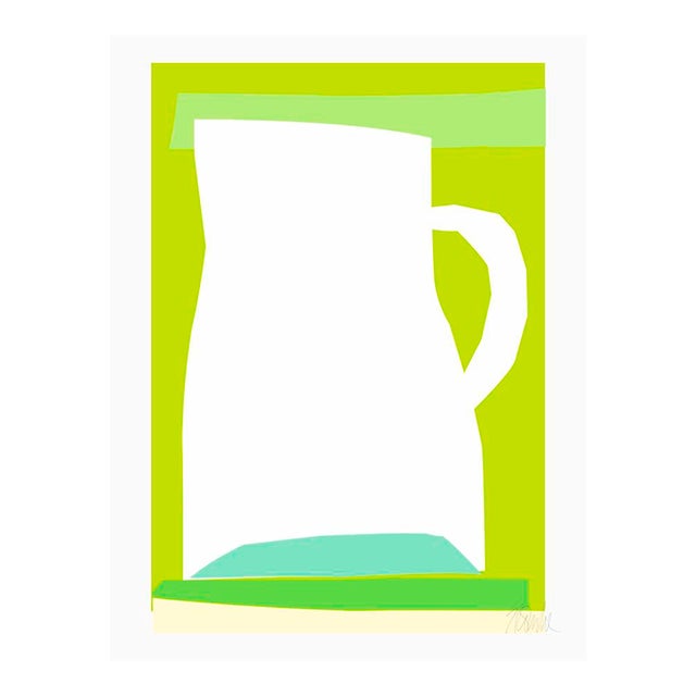 “White Jug on Green” Fine Art Print 25 1/2" X 33 1/2" by Liz Roache For Sale