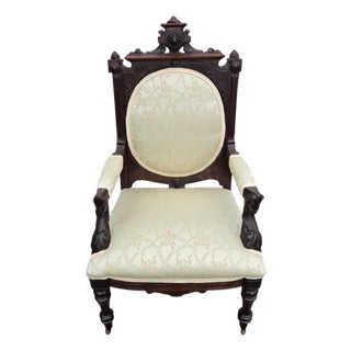 19th Century American Victorian Walnut Bedroom Chair Attributed to John Jeliff For Sale