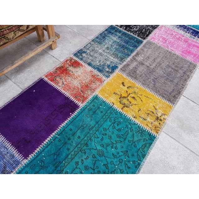 Turkish Ethnic Vintage Oushak Runner For Sale - Image 3 of 10