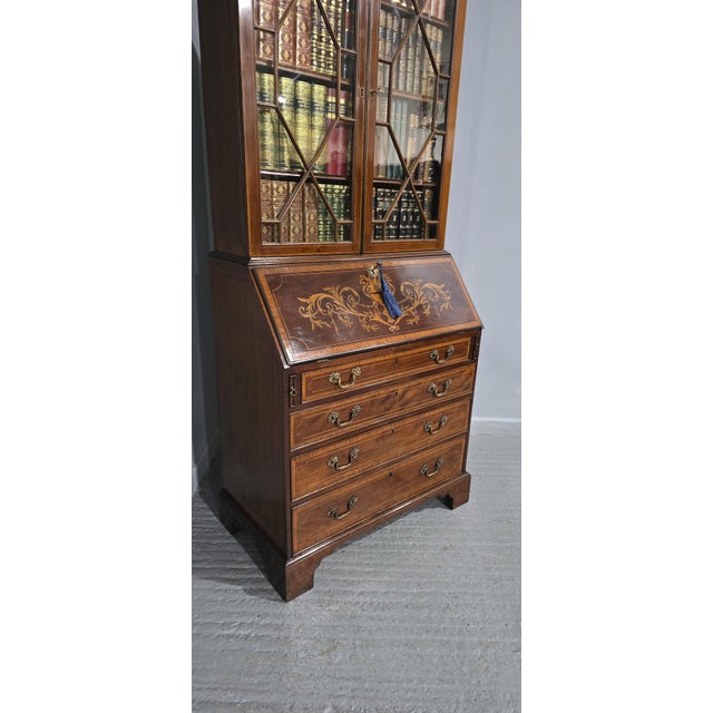 Georgian Inlaid Bureau Bookcase, 1790s For Sale - Image 12 of 18