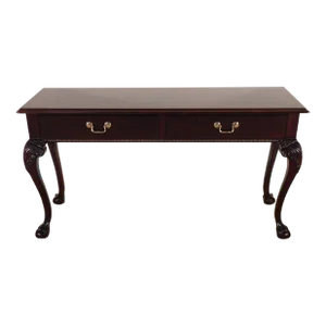 Thomasville 18th Century Coll. Chippendale Inlaid Mahogany Console Sofa Table
