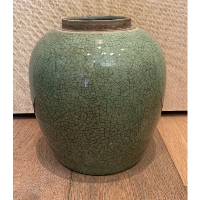 Ceramic Vintage Crackle Ginger Jar For Sale - Image 7 of 7