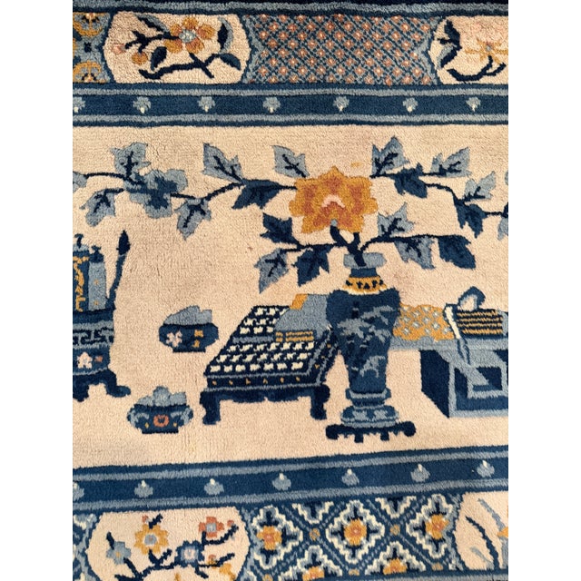 1940s Chinese Art Deco Rug With Scholar’s Objects Motif 2'4" X 4'5" For Sale - Image 11 of 12