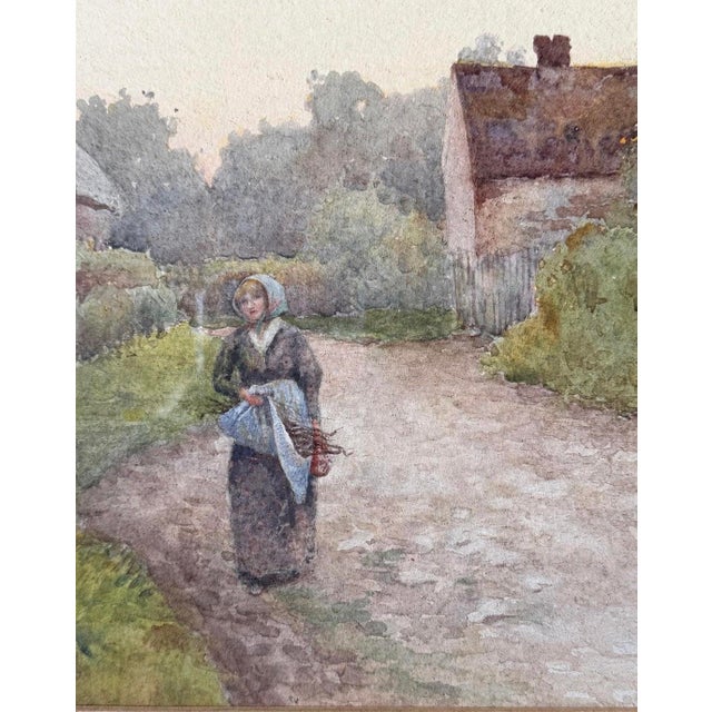 Antique British Village Watercolor by Royal Academy Exhibitor Ethel Davies For Sale - Image 4 of 5