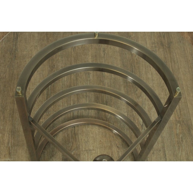 Design Institute of America Brushed Steel Round Glass Top Side Table For Sale - Image 10 of 13