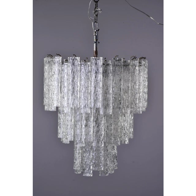 Mid-Century Modern Mid Century Italian Three Tier Tronchi Glass Chandelier For Sale - Image 3 of 12