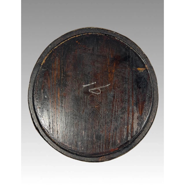 Certified Antique Chinese Elm & Fir Wooden Rice Measuring Container / Bucket Anhui Province With Gold Butterflies and Moths, Qing Dynasty For Sale - Image 10 of 11