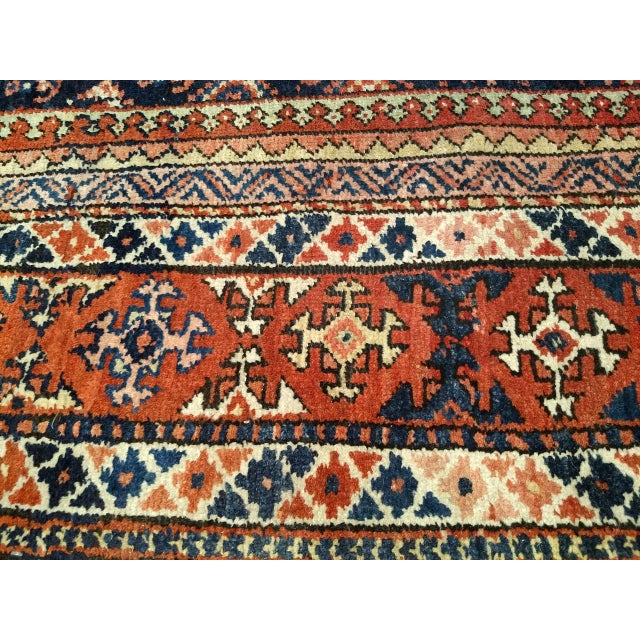 19th Century 19th Century Persian Kurdish Gallery Rug, Hand-Knotted Wool, Allover Paisley Pattern, Navy & Terracotta, 6x15 For Sale - Image 5 of 18