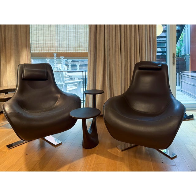 Contemporary Pair of "Mart" Leather Lounge Chairs Attributed to Antonio Citterio for B&b Italia For Sale - Image 3 of 18